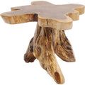Table d'appoint en bois massif avec design tronc d'arbre, petite table décorative pour salon, chambre ou entrée, finition marron naturel