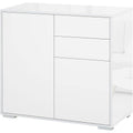 Buffet avec 2 tiroirs, 2 placards et etageres reglables, meuble de rangement polyvalent 79 x 36 x 74 cm, blanc