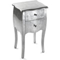 Table de chevet avec 2 tiroirs, petite table d'appoint en bois pour chambre ou salon, finition argentée, 71 x 35 x 40 cm