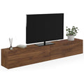 Meuble TV mural 180 cm avec 2 portes, finition effet noyer