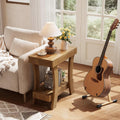 Table dappoint en bois avec espace de rangement, format compact pour salon, chambre ou bureau, style rustique