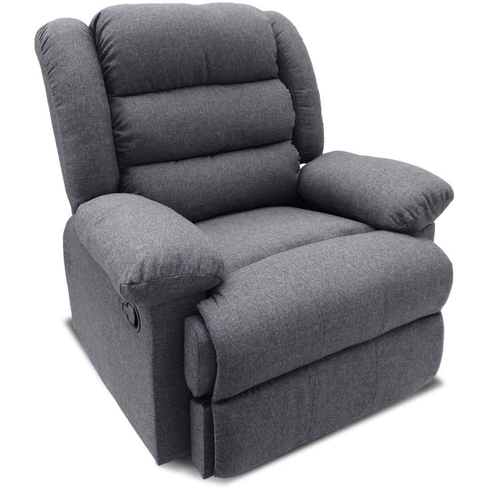 Fauteuil de relaxation rembourré en tissu gris pour un confort quotidien