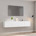 Ensemble de meubles TV suspendus blancs avec rangements intégrés, largeur 160 cm